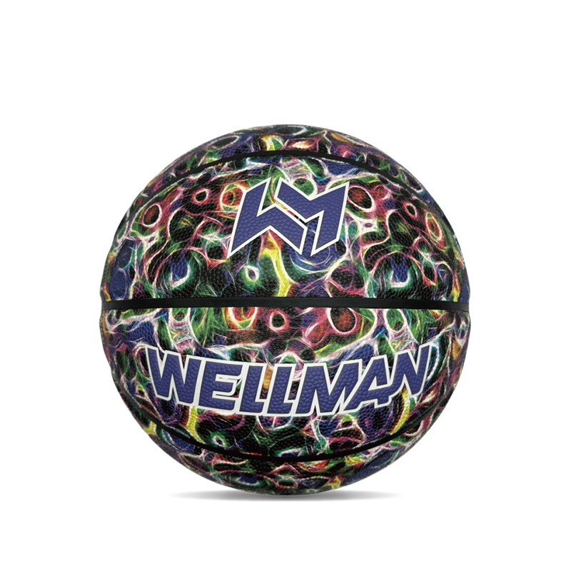 ইনডোর/আউটডোর হাইগ্রোস্কোপিসিটি পিইউ রঙিন মুদ্রিত স্পোর্টস বাস্কেটবল বল