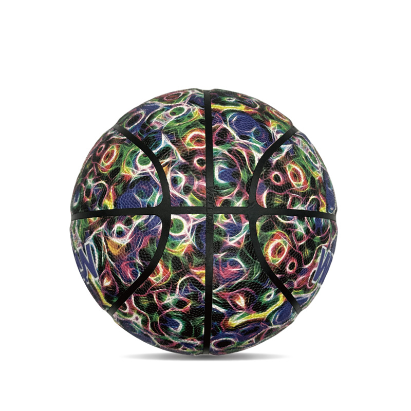 ইনডোর/আউটডোর হাইগ্রোস্কোপিসিটি পিইউ রঙিন মুদ্রিত স্পোর্টস বাস্কেটবল বল